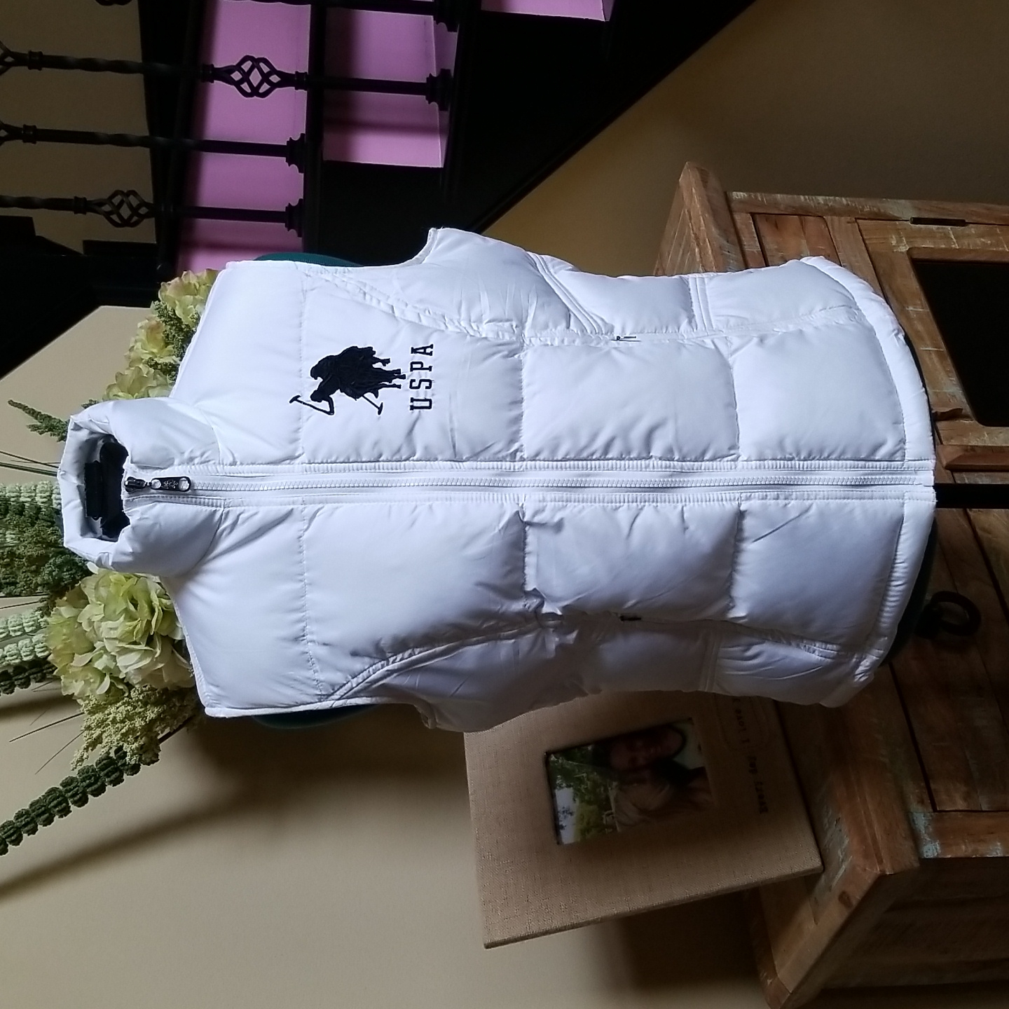 US Polo Assn White Puffer Vest  Sz L